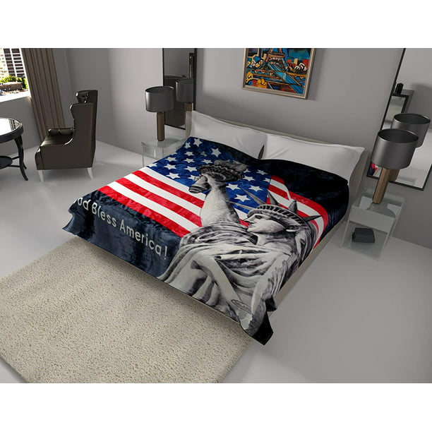 SOLARON American Flag Korean Mink Throw Blankets 